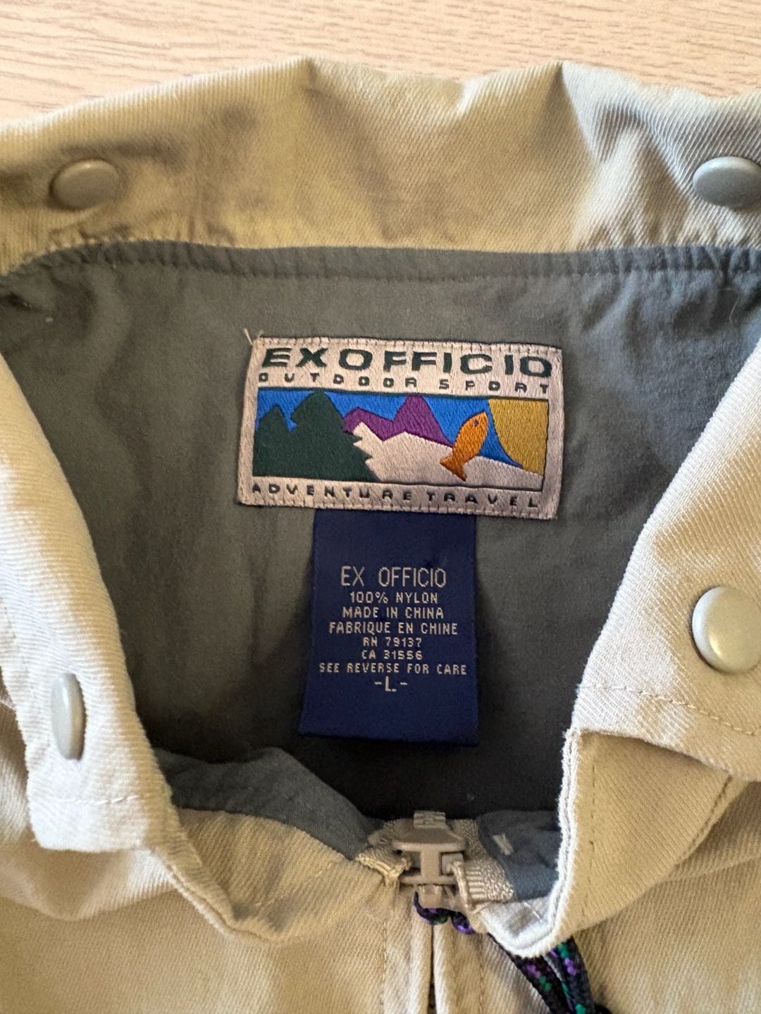 ExOfficio Utility Jacket Size L Khaki Nylon Adventure Travel Fishing 4