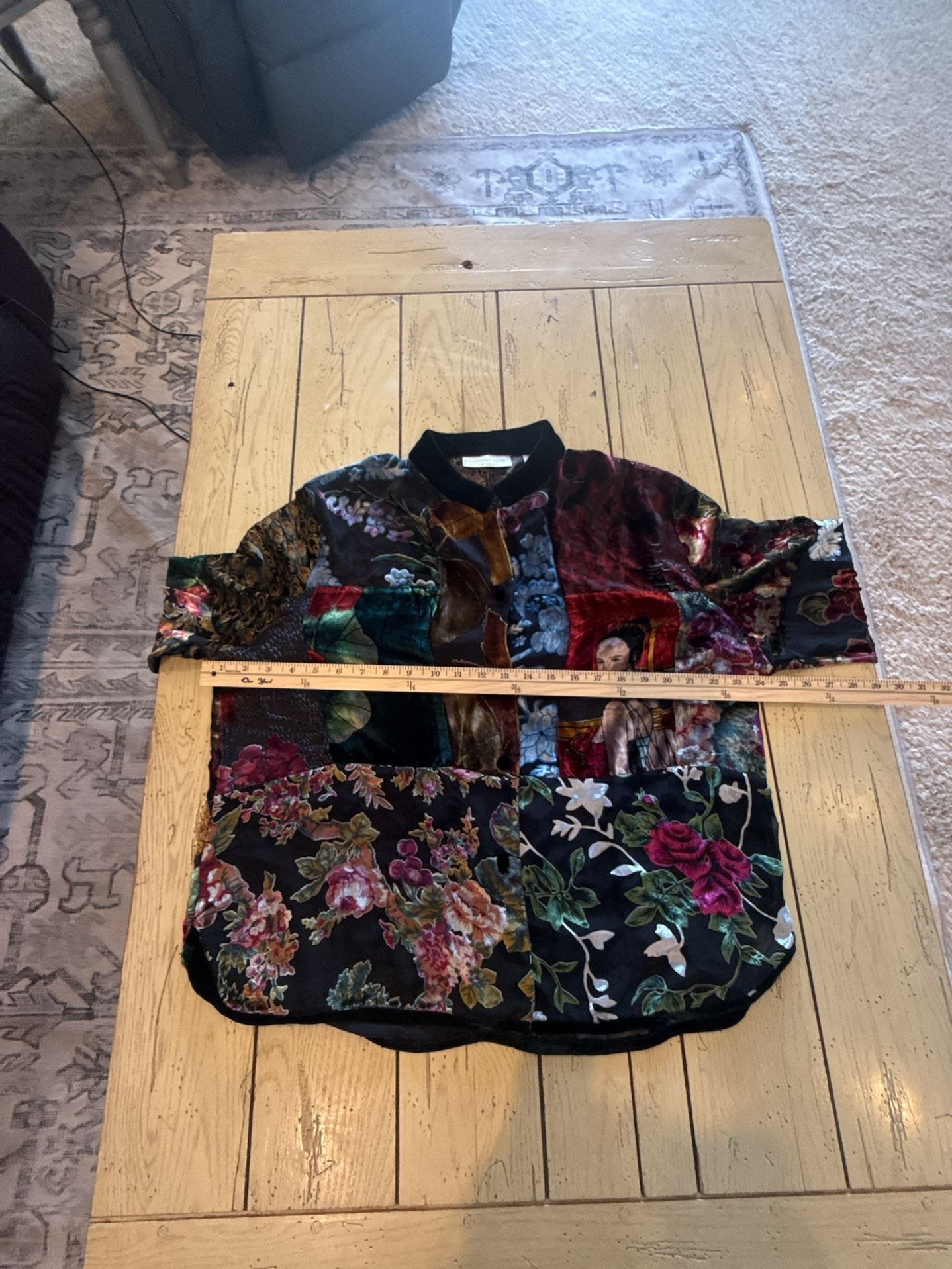 Draper's & Damon's Patchwork Velvet Jacket PXL Multi Silk Blend Petites 8