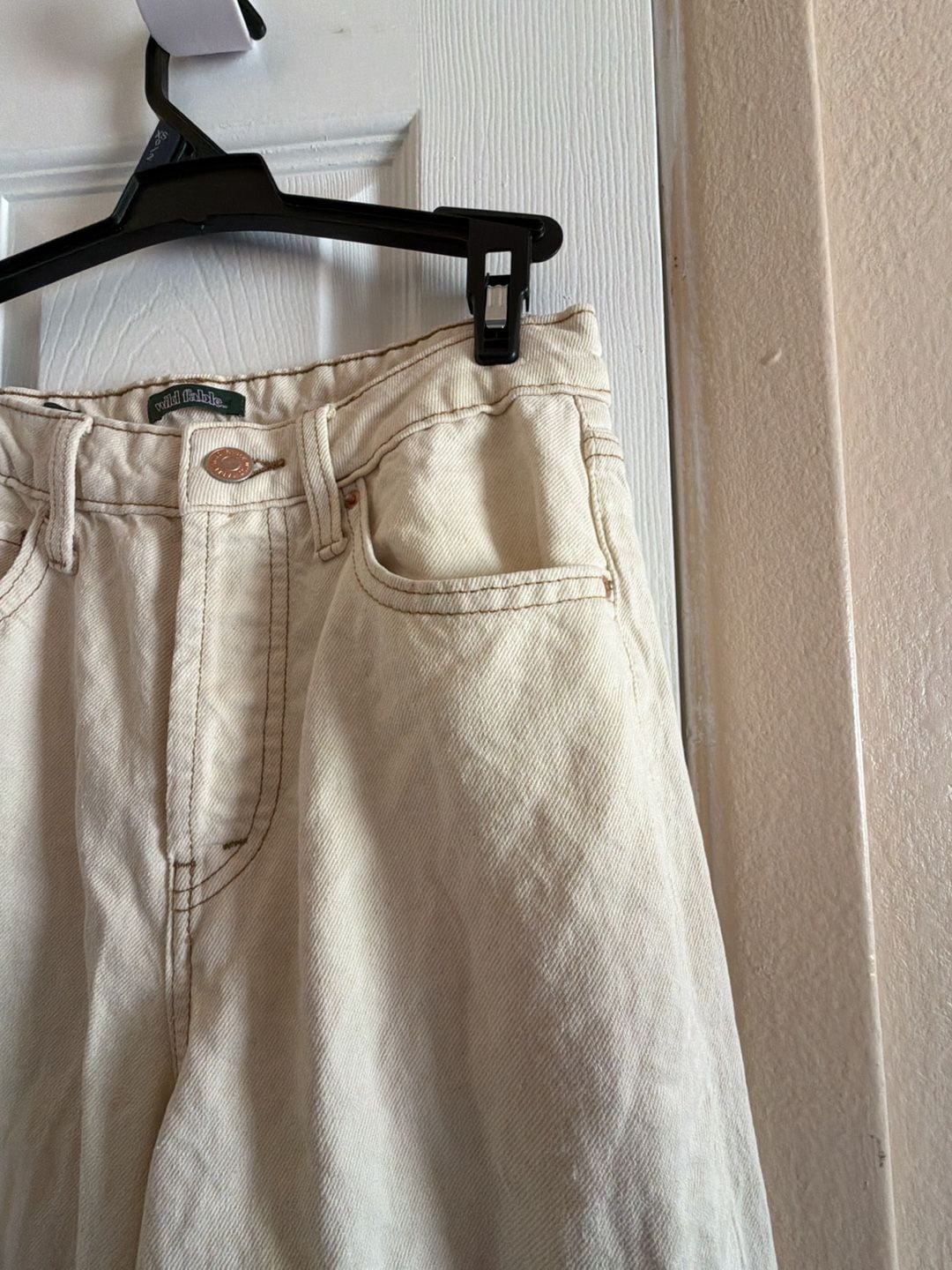 Wild Fable High Rise Jeans Cream Raw Hem Straight Leg SOU1535A 7