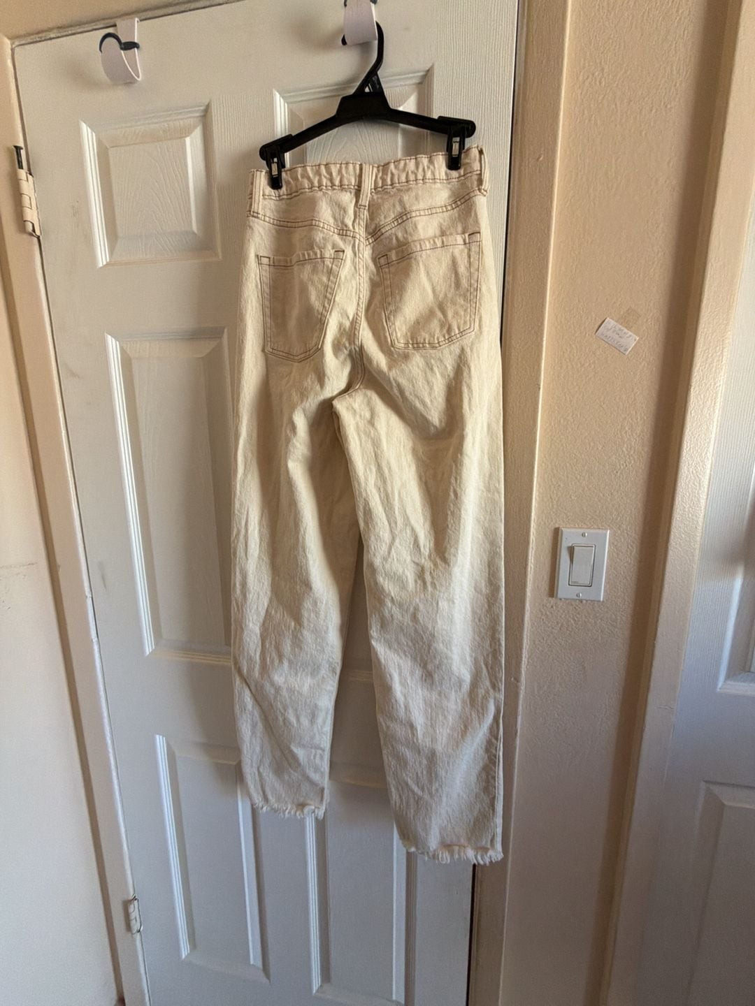 Wild Fable High Rise Jeans Cream Raw Hem Straight Leg SOU1535A 8