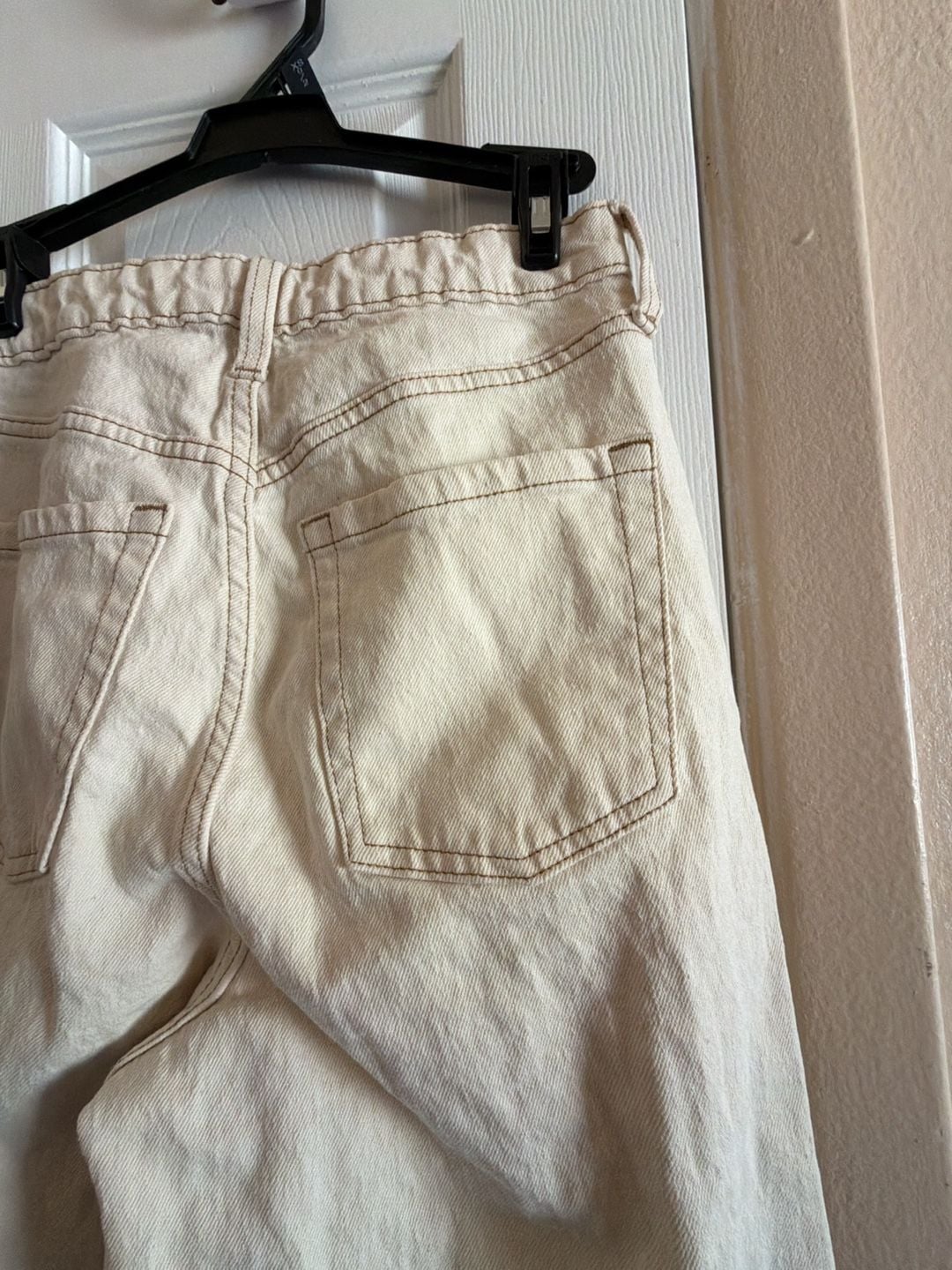 Wild Fable High Rise Jeans Cream Raw Hem Straight Leg SOU1535A 10