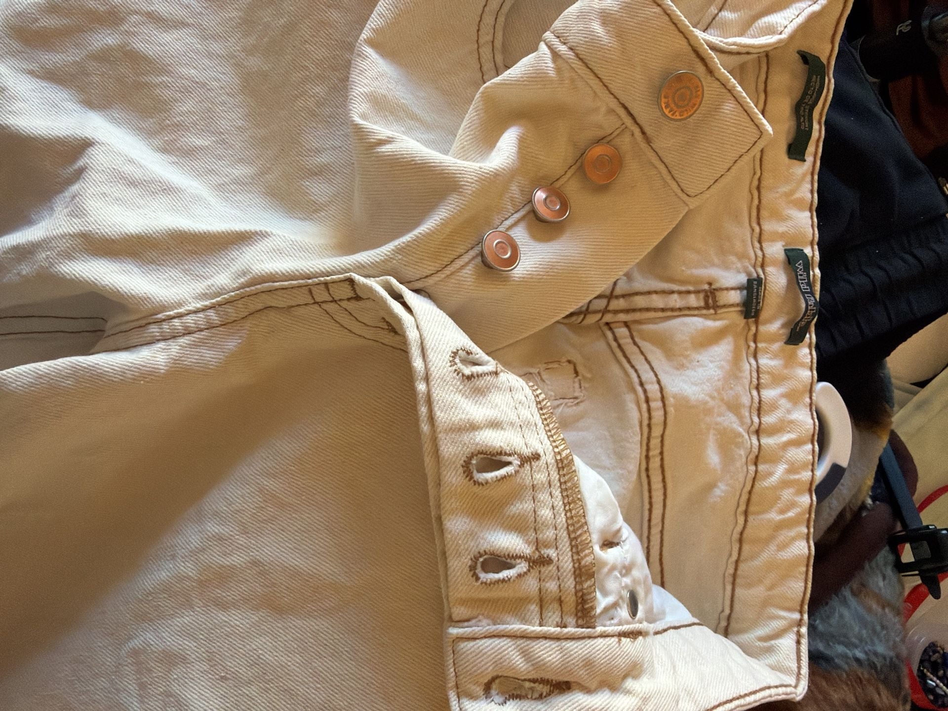 Wild Fable High Rise Jeans Cream Raw Hem Straight Leg SOU1535A 14
