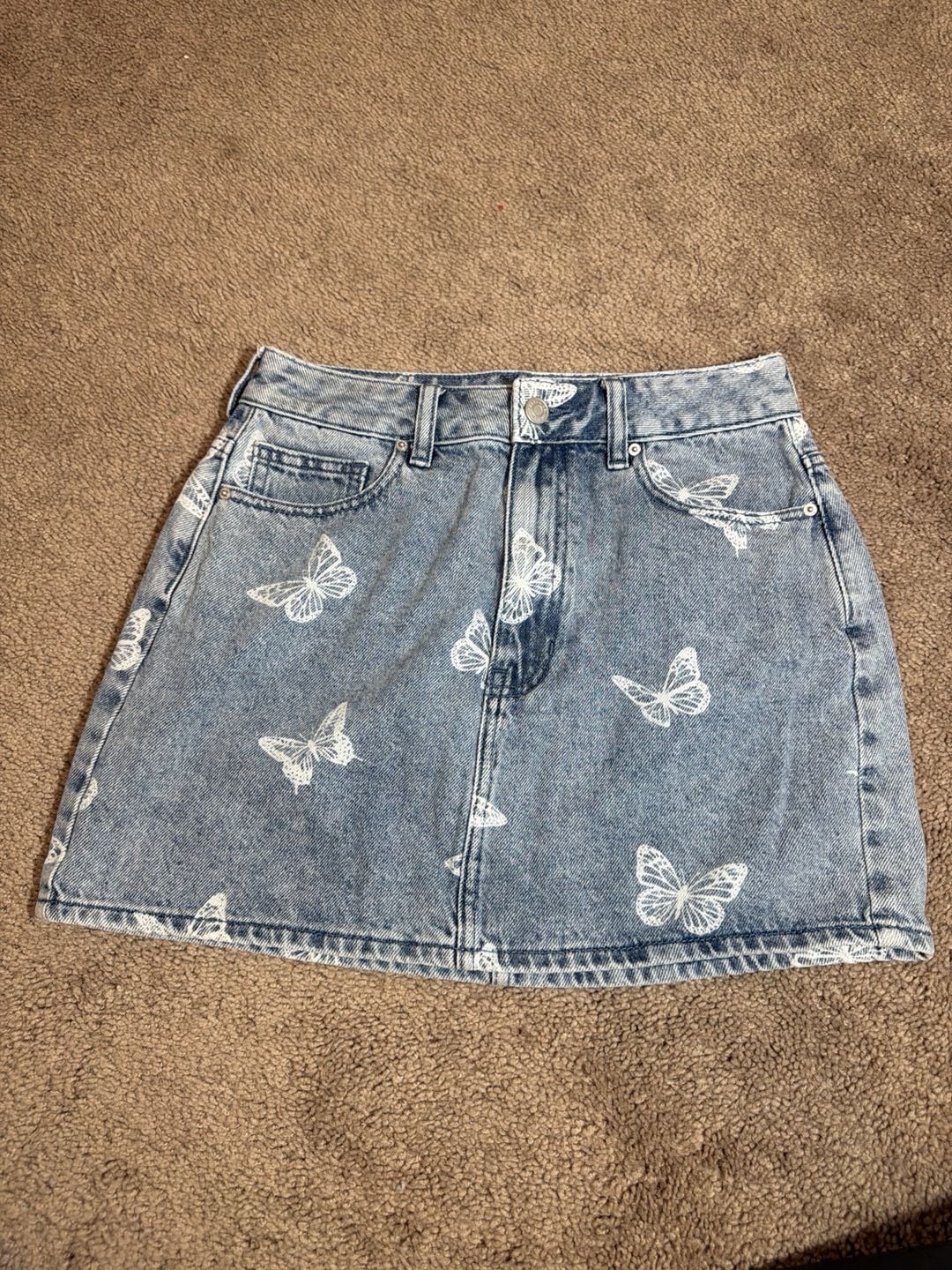 PacSun Butterfly Denim Mini Skirt Size 26 ( 0031 ) 2