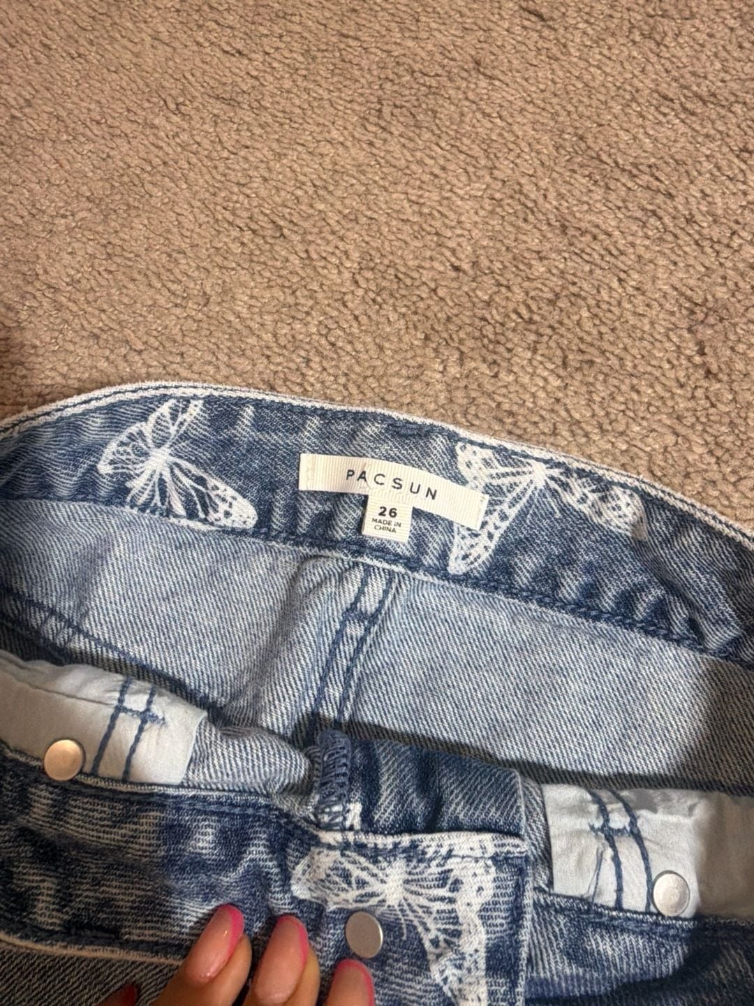 PacSun Butterfly Denim Mini Skirt Size 26 ( 0031 ) 4