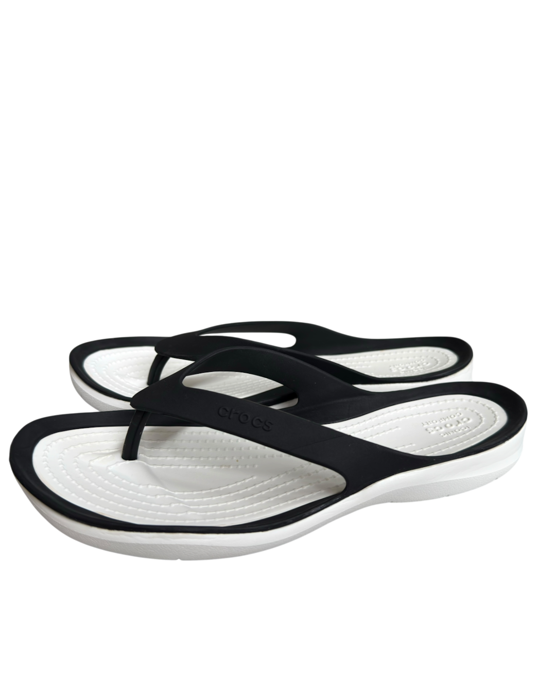 Crocs Swiftwater Flip Flops Black White 3