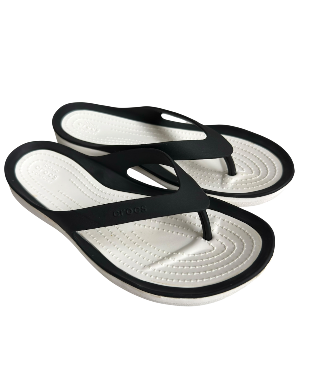 Crocs Swiftwater Flip Flops Black White 4