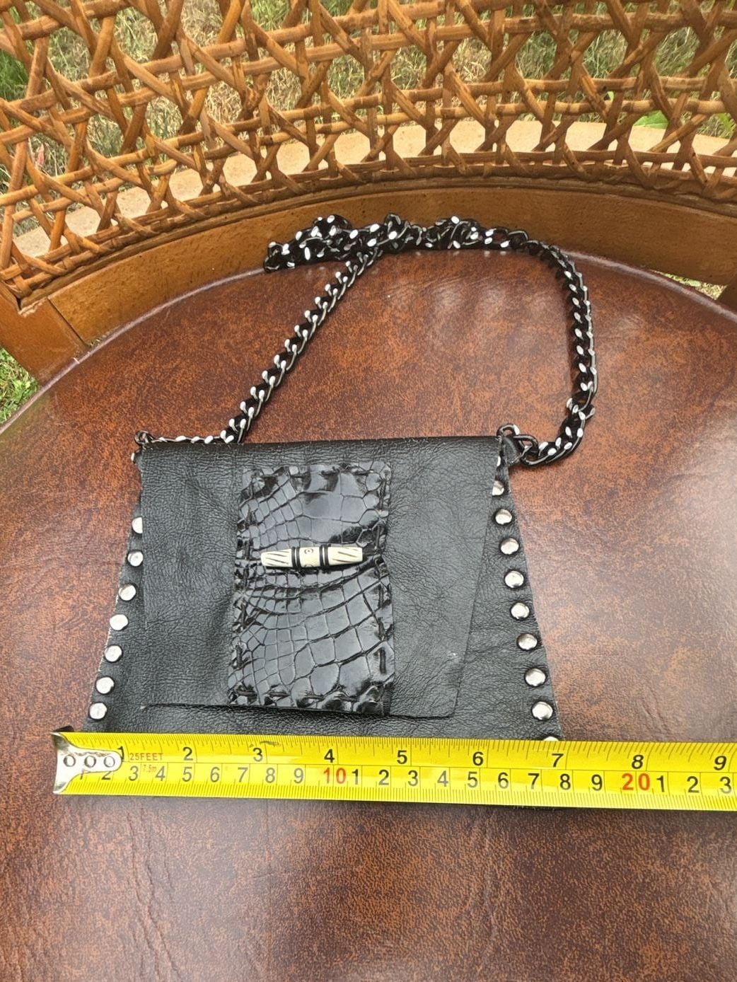 Black Leather Studded Crossbody Bag 9
