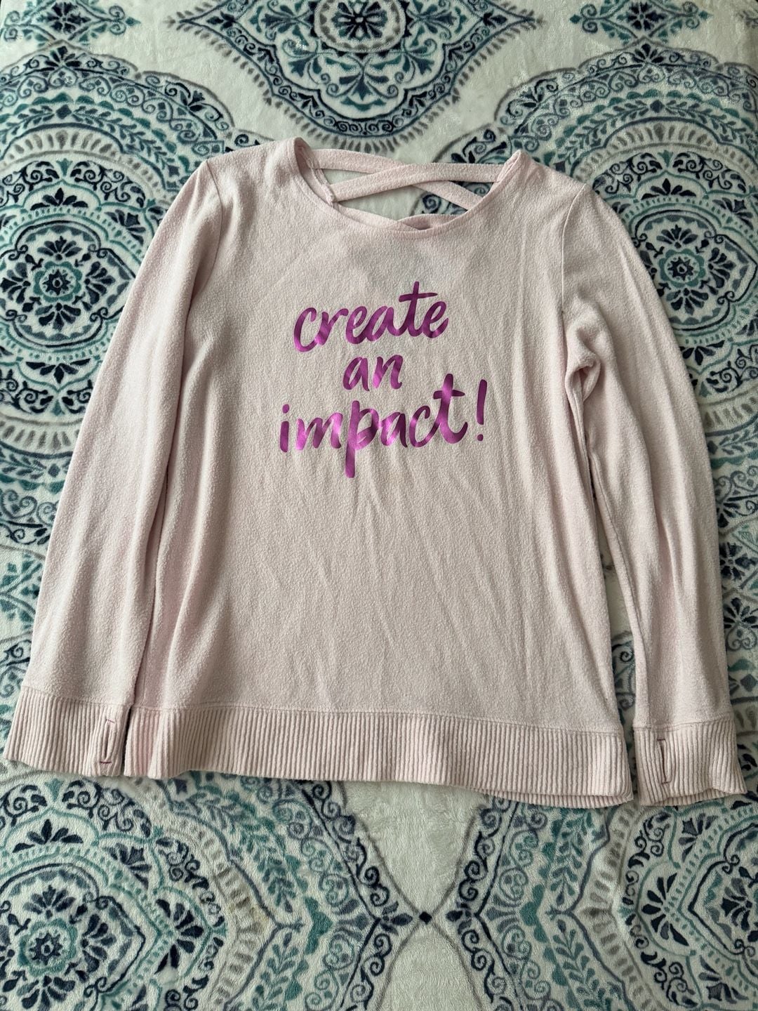 Xersion Graphic Long Sleeve Top Size XL 16 Pink Create An Impact 2