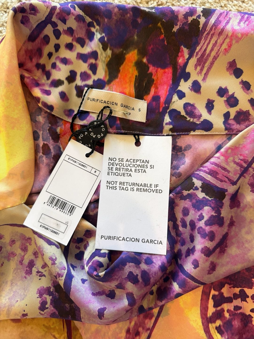 Purificacion Garcia Maxi Dress Size S Pink Yellow Floral Orchid Print 3