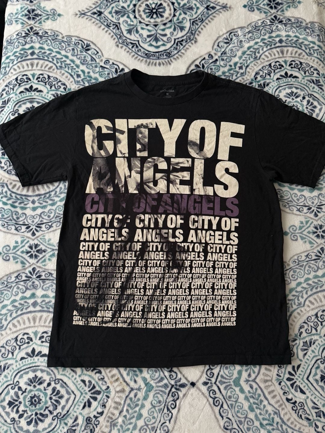 Anchor Blue City Of Angels Graphic T-Shirt Size M Black 2