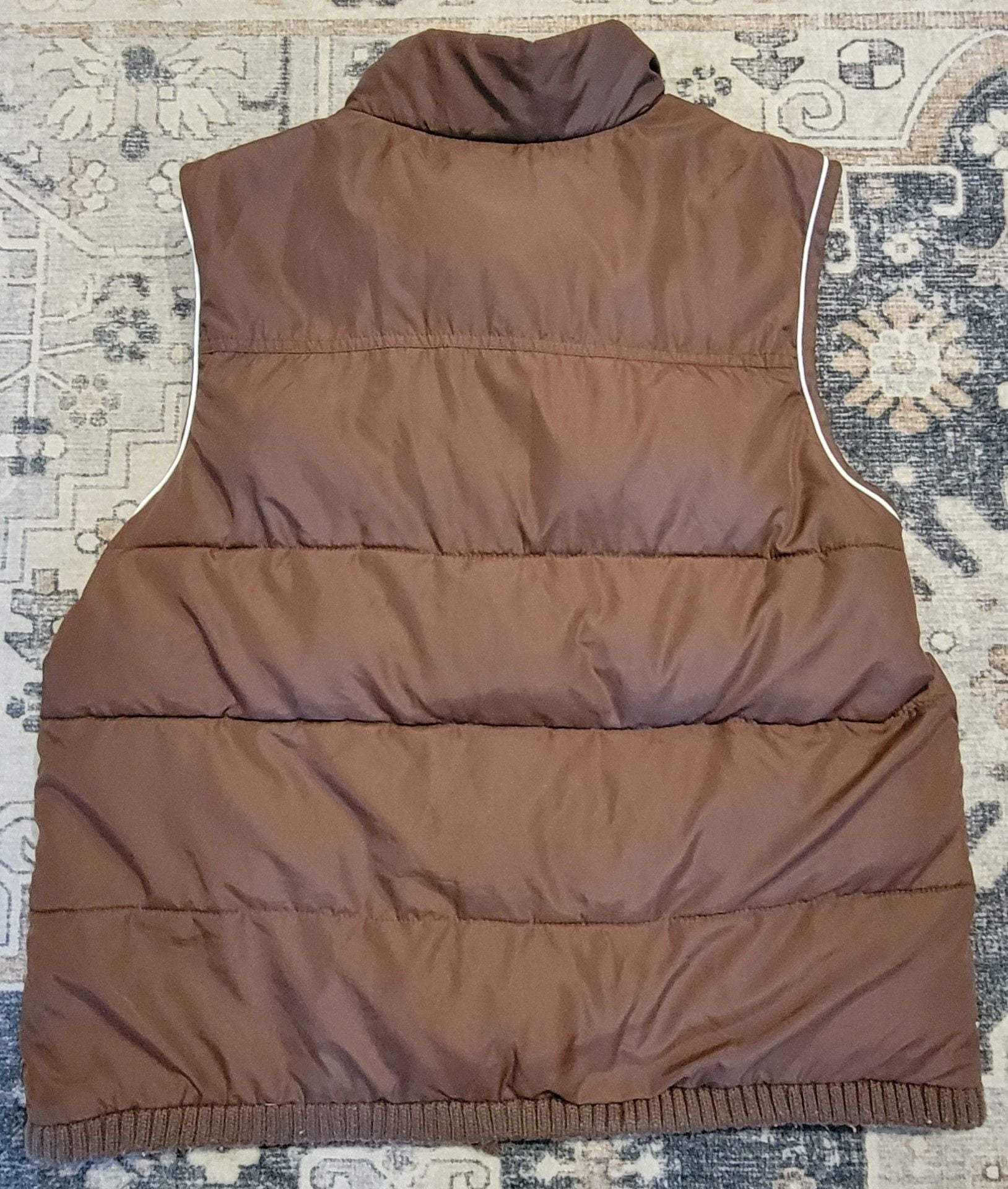 Fila Sport Brown Puffer Vest Size XL Full Zip Pockets 2