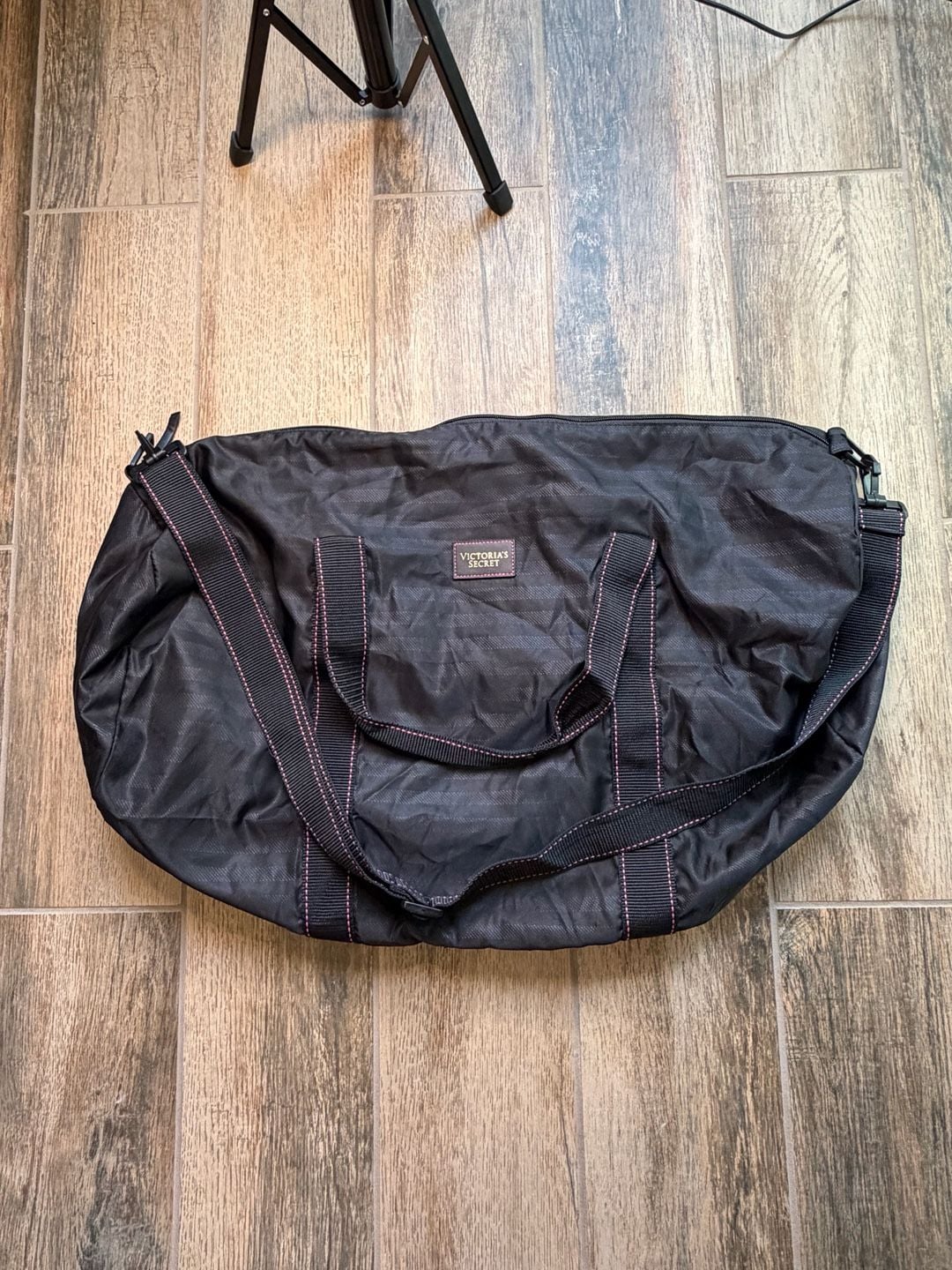 Victoria's Secret Black Nylon Duffle Weekender Gym Bag 3
