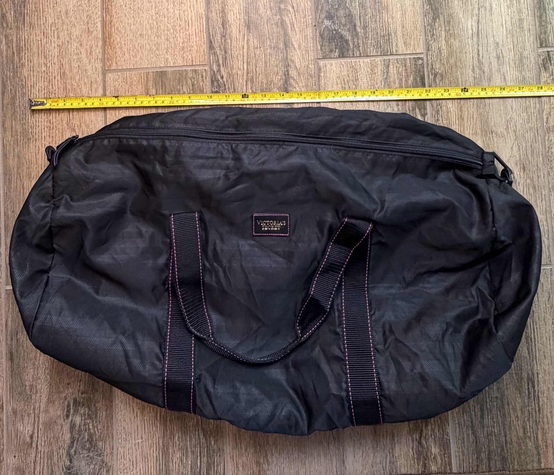 Victoria's Secret Black Nylon Duffle Weekender Gym Bag 7