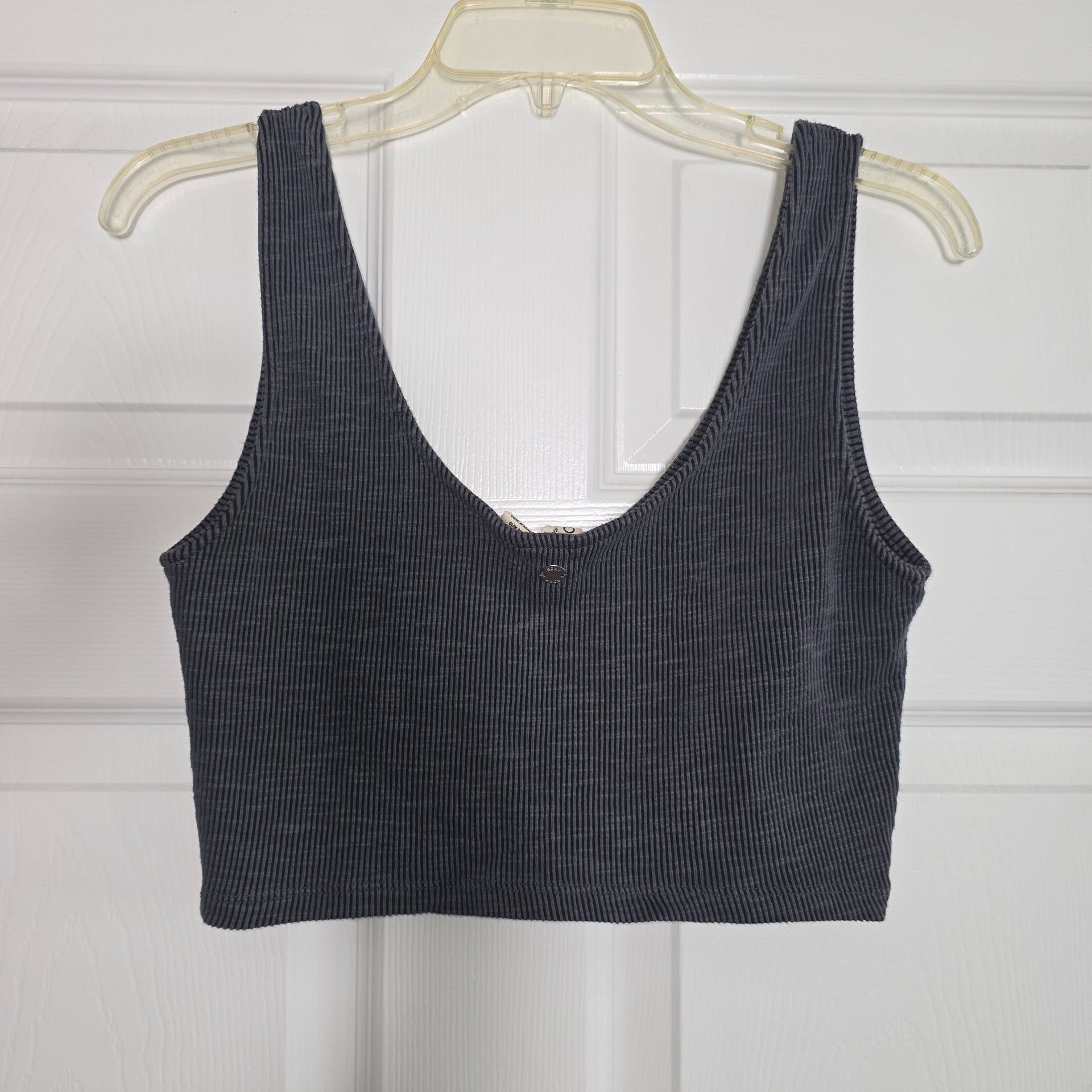 Roxy Ribbed Crop Tank Top Size M Gray Scoop Neck Sleeveless 3