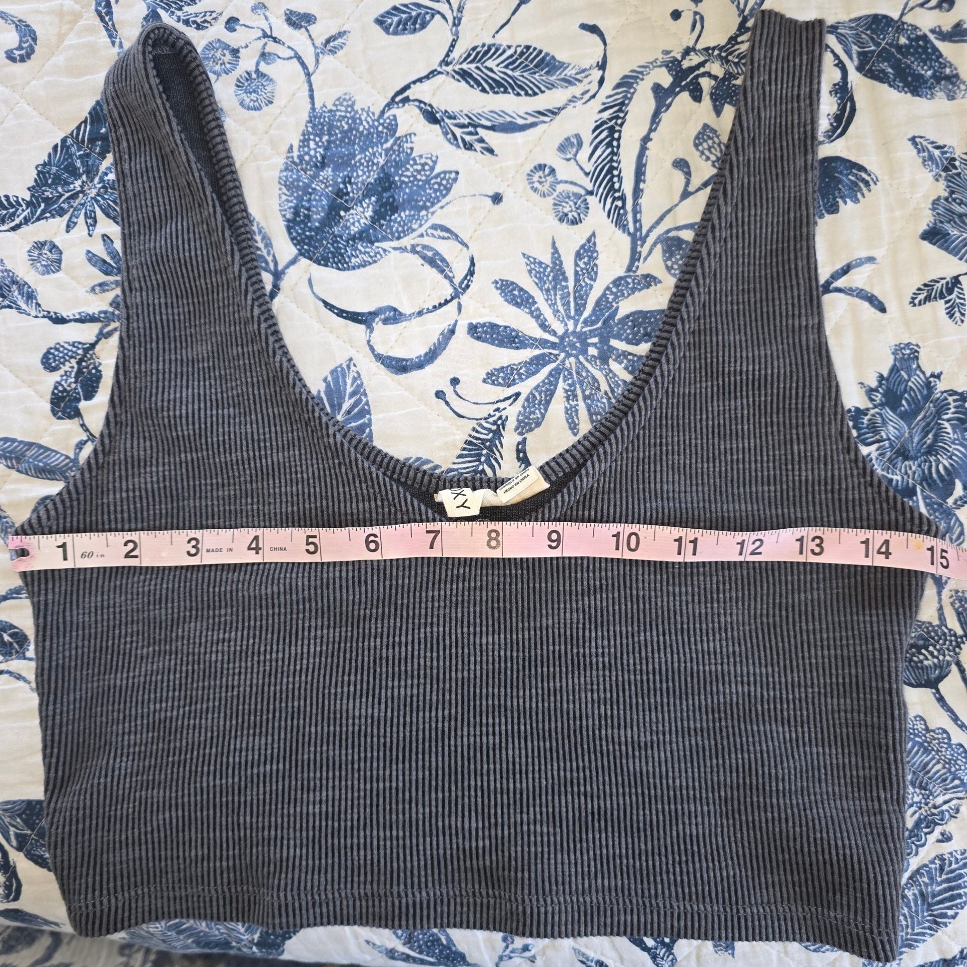 Roxy Ribbed Crop Tank Top Size M Gray Scoop Neck Sleeveless 5
