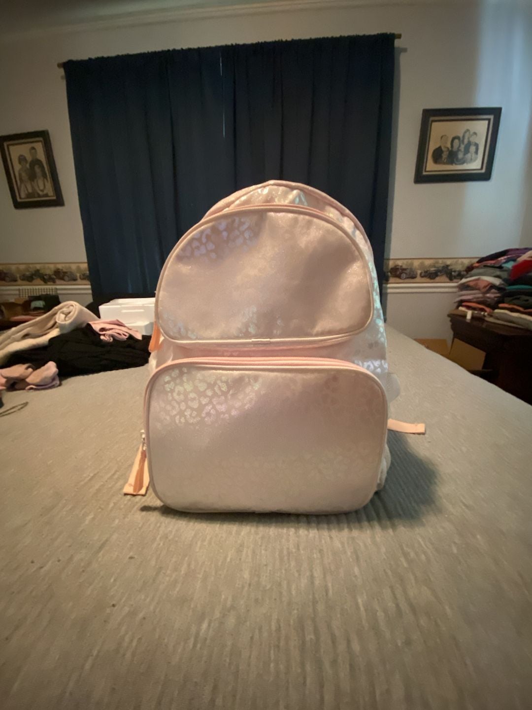 Pink Glitter Leopard School Backpack Bag 2