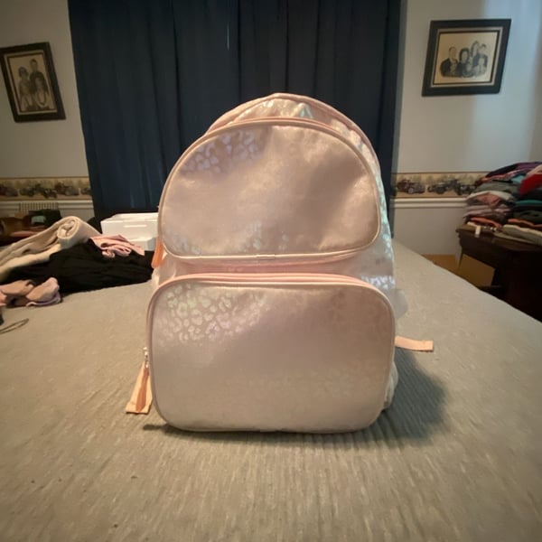 Pink Glitter Leopard School Backpack Bag