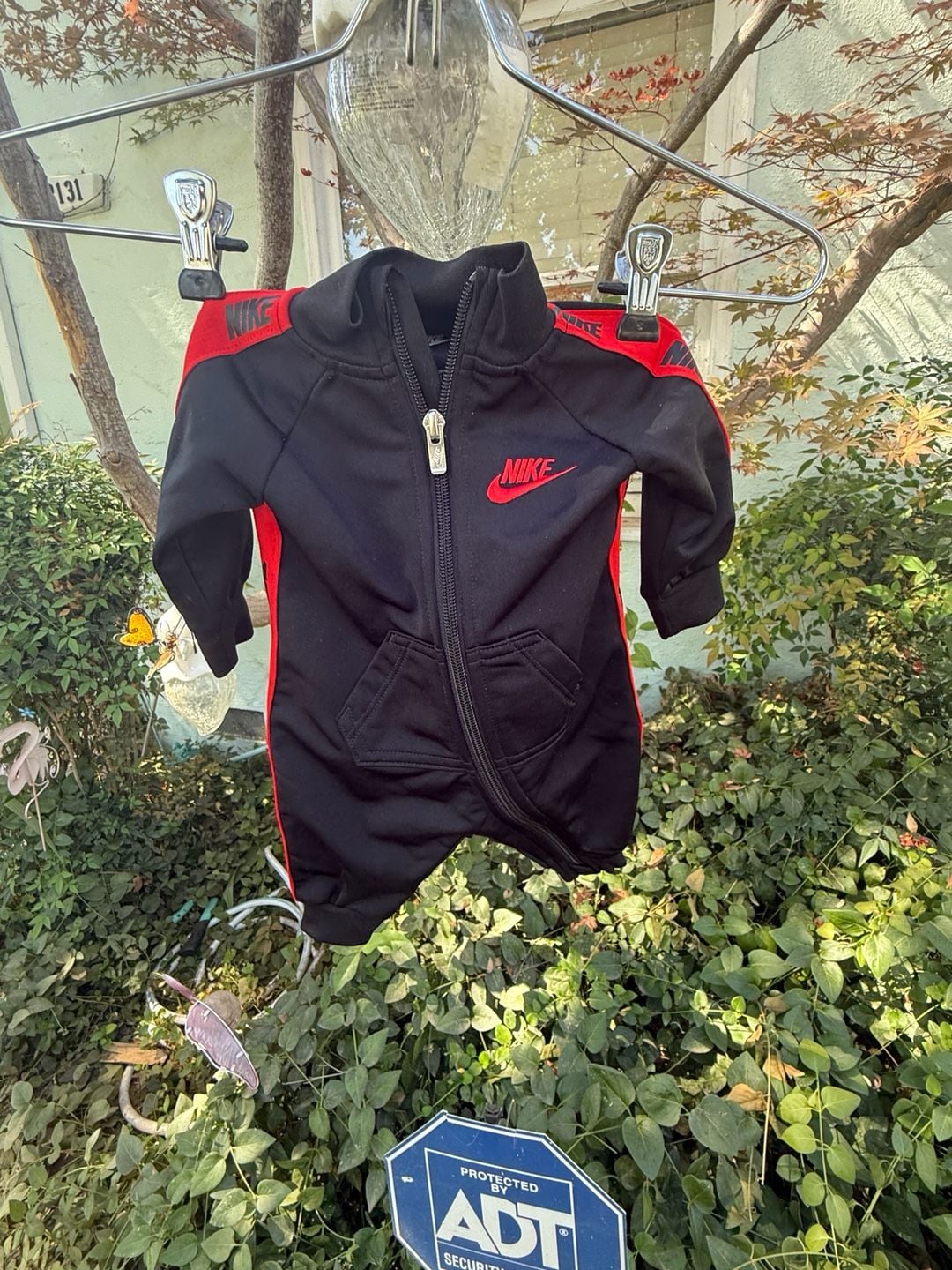 Nike Infant Full Zip Coverall Black Red 4