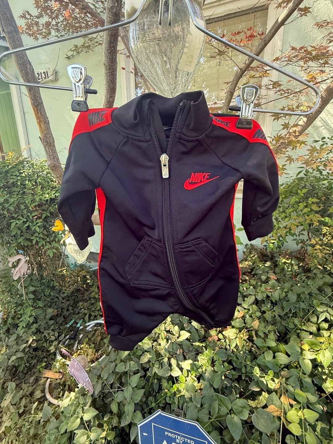 Nike Infant Full Zip Coverall Black Red 5