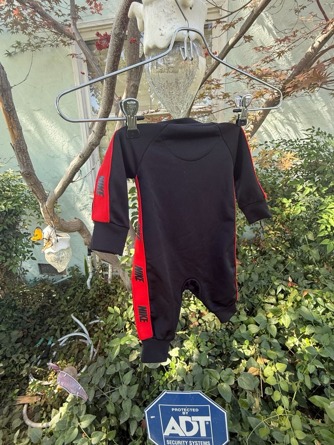 Nike Infant Full Zip Coverall Black Red 6