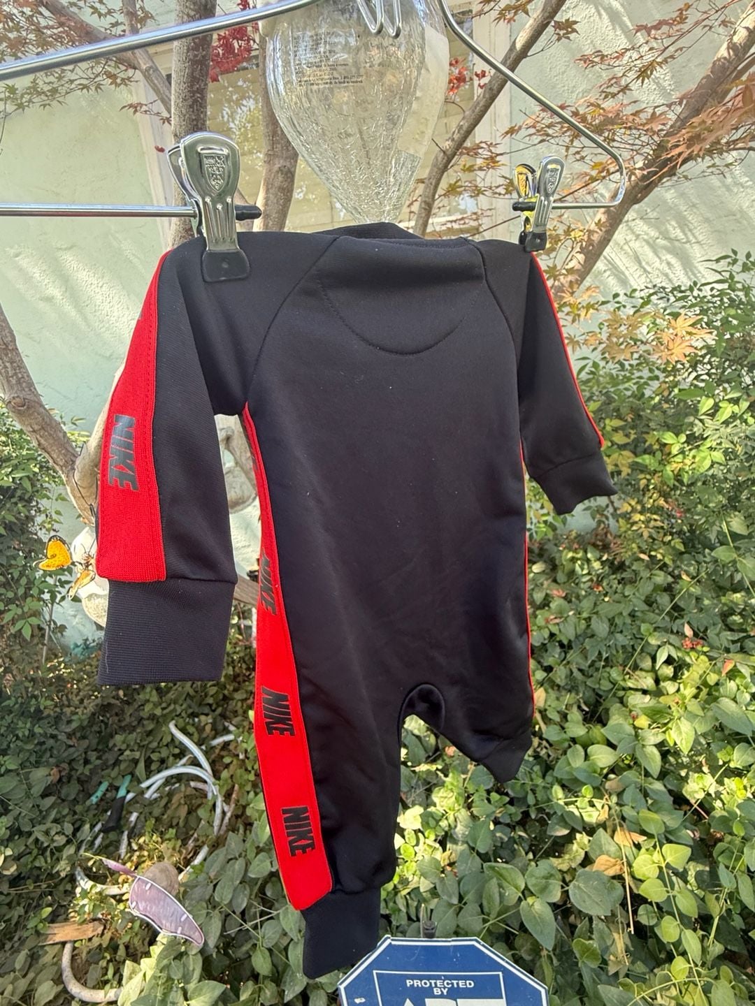 Nike Infant Full Zip Coverall Black Red 7