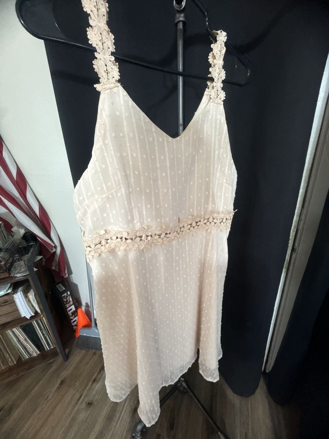 Swiss Dot Lace Trim V-Neck Cami Summer Dress 2