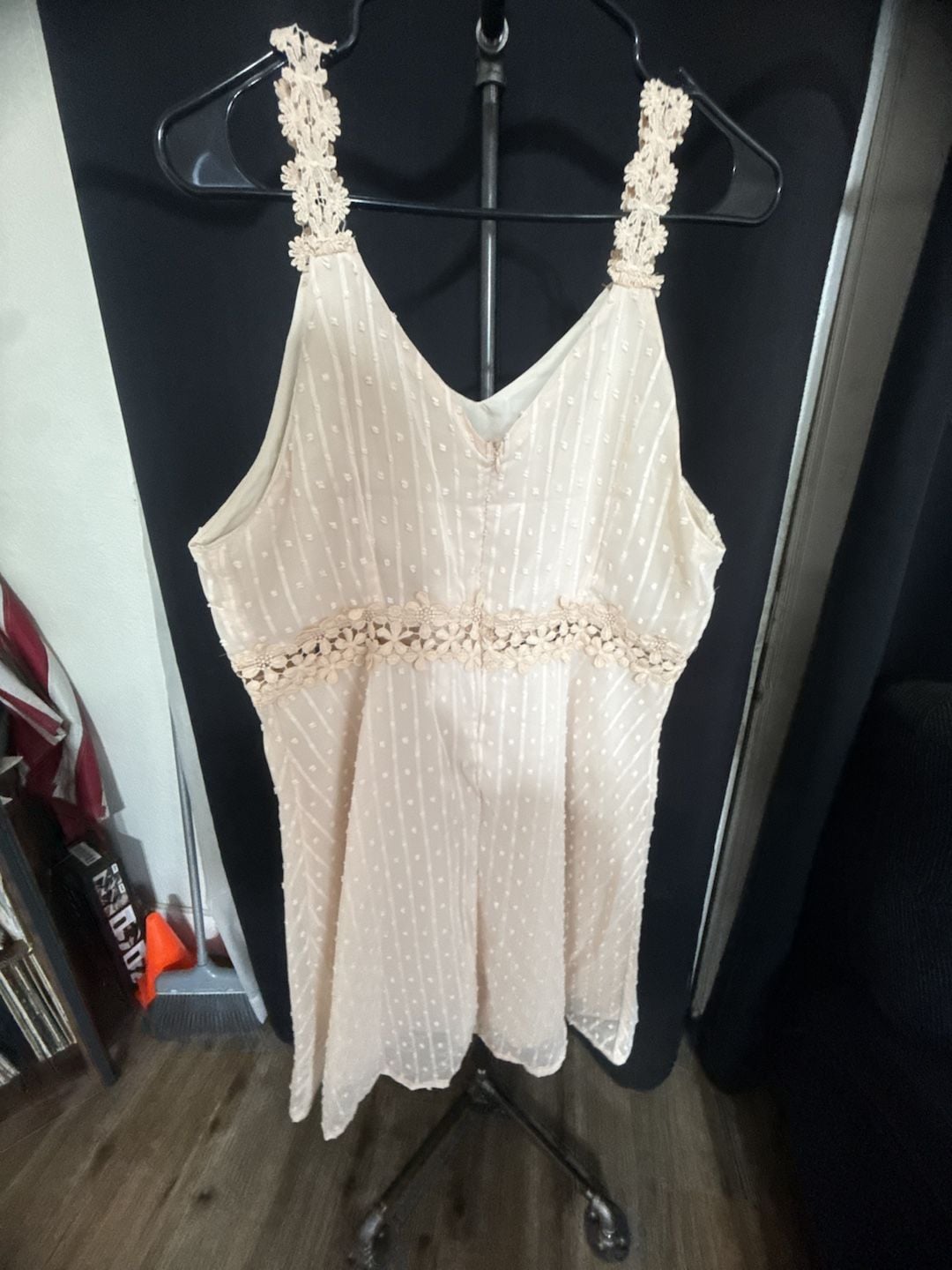 Swiss Dot Lace Trim V-Neck Cami Summer Dress 3