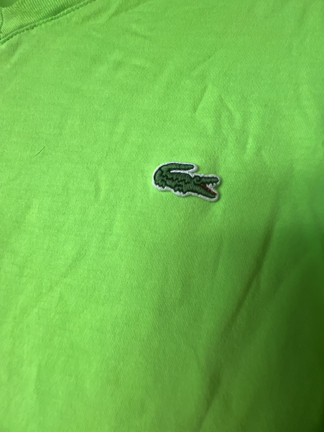 Lacoste V-Neck Pima Cotton T-Shirt Size 6 Lime Green 6