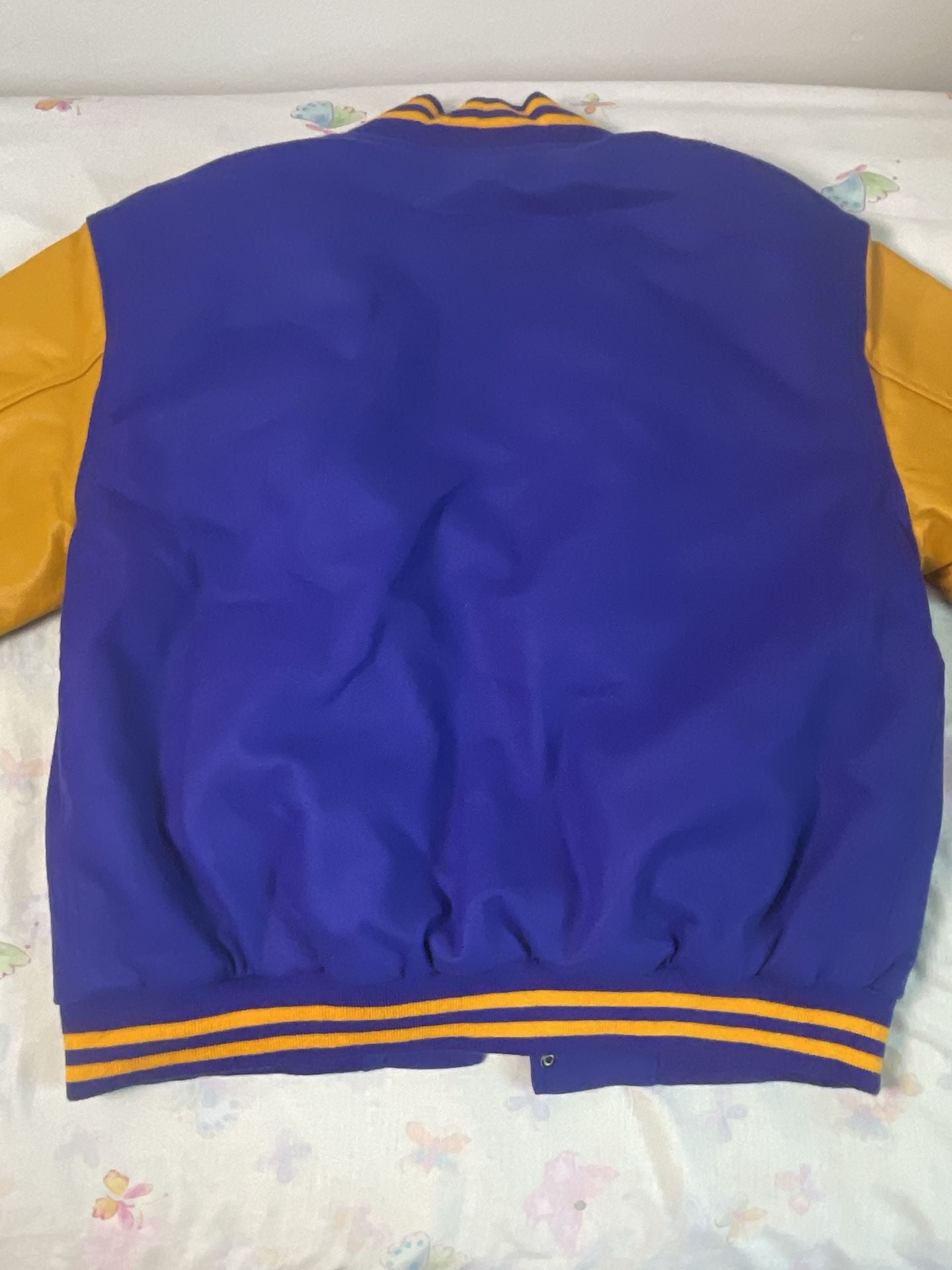 Sledwise Varsity Jacket Size XL Blue Gold Leather Sleeves Letterman Coat 7