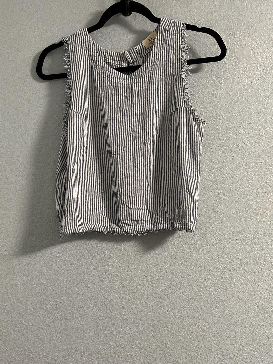 Thread + Supply Striped Tank Top Blue White Button Back 2