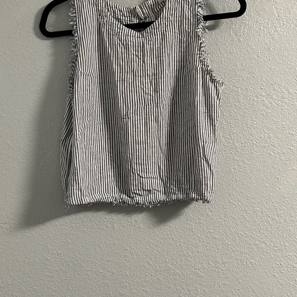 Thread + Supply Striped Tank Top Blue White Button Back