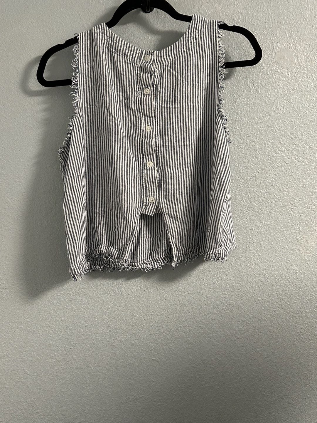 Thread + Supply Striped Tank Top Blue White Button Back 4