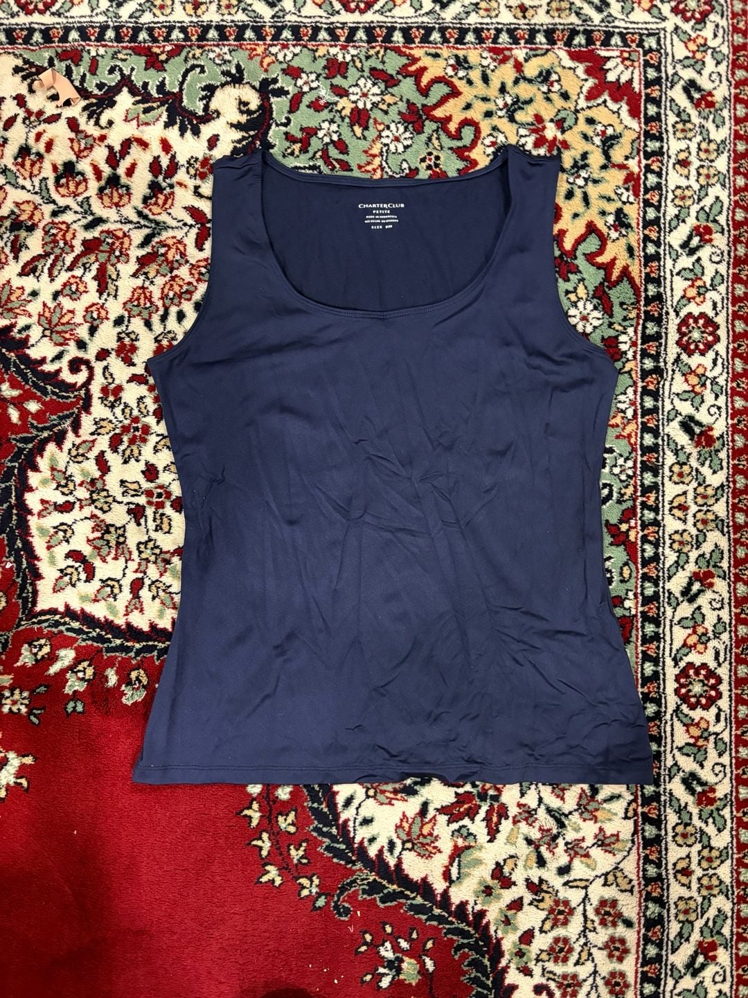 Charter Club Petite Tank Top Size PM Blue Sleeveless Scoop Neck 2