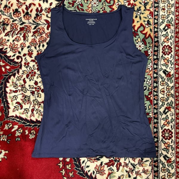 Charter Club Petite Tank Top Size PM Blue Sleeveless Scoop Neck