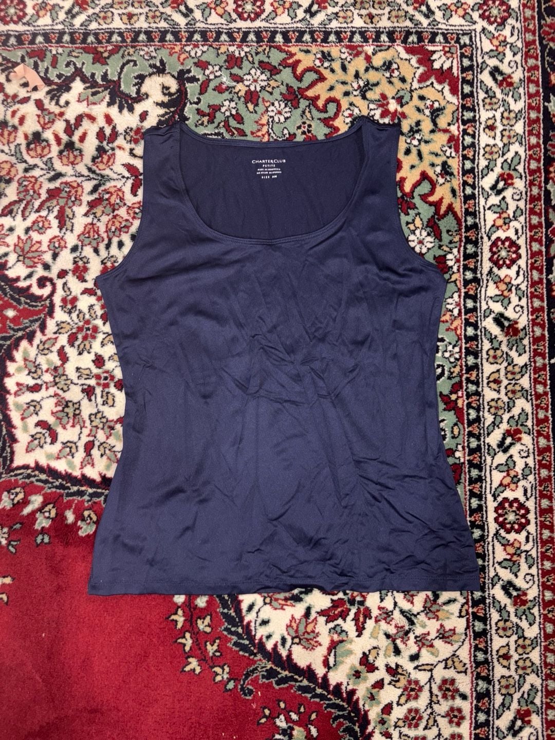 Charter Club Petite Tank Top Size PM Blue Sleeveless Scoop Neck 3