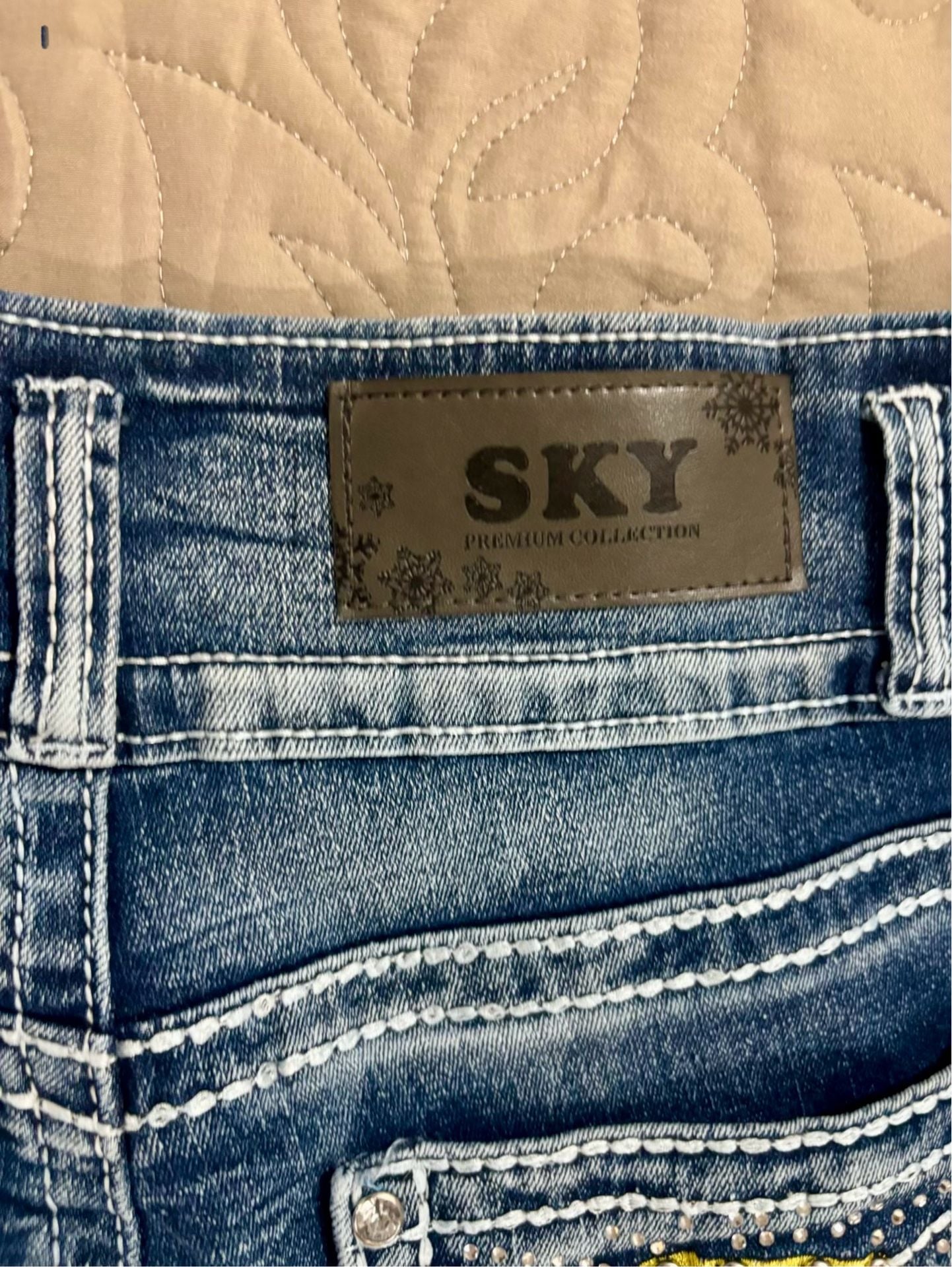 Sky Embellished Bootcut Jeans Blue Denim 7