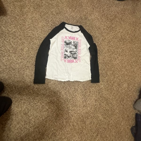 Vans Lady Sting Long Sleeve Raglan T-Shirt Large Black White
