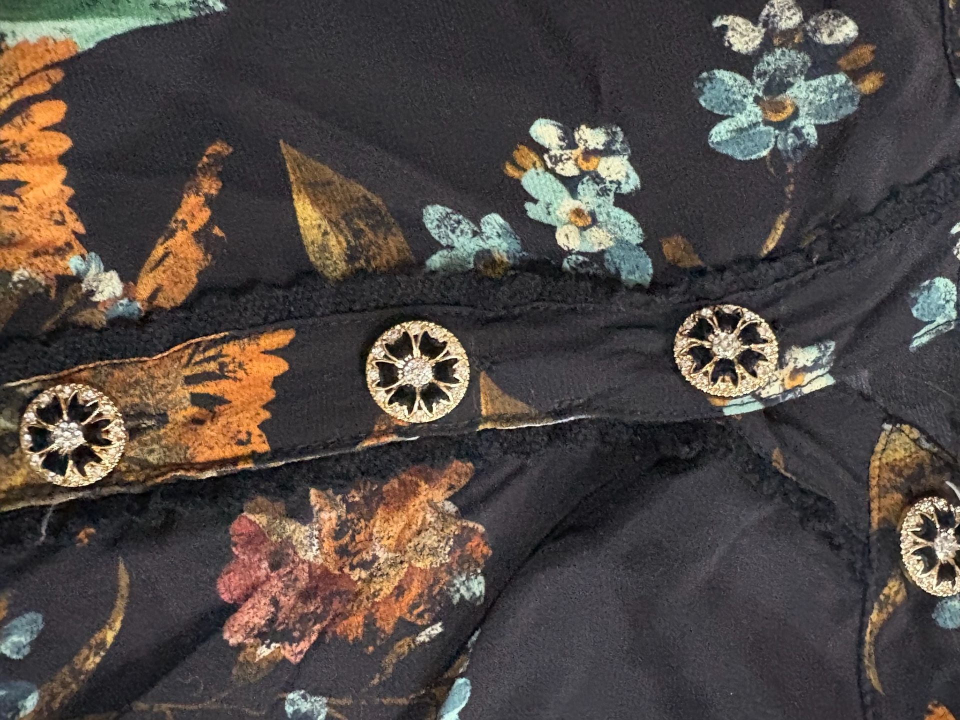 Dream Catcher Dress Size 42 Black Floral Long Sleeve 4