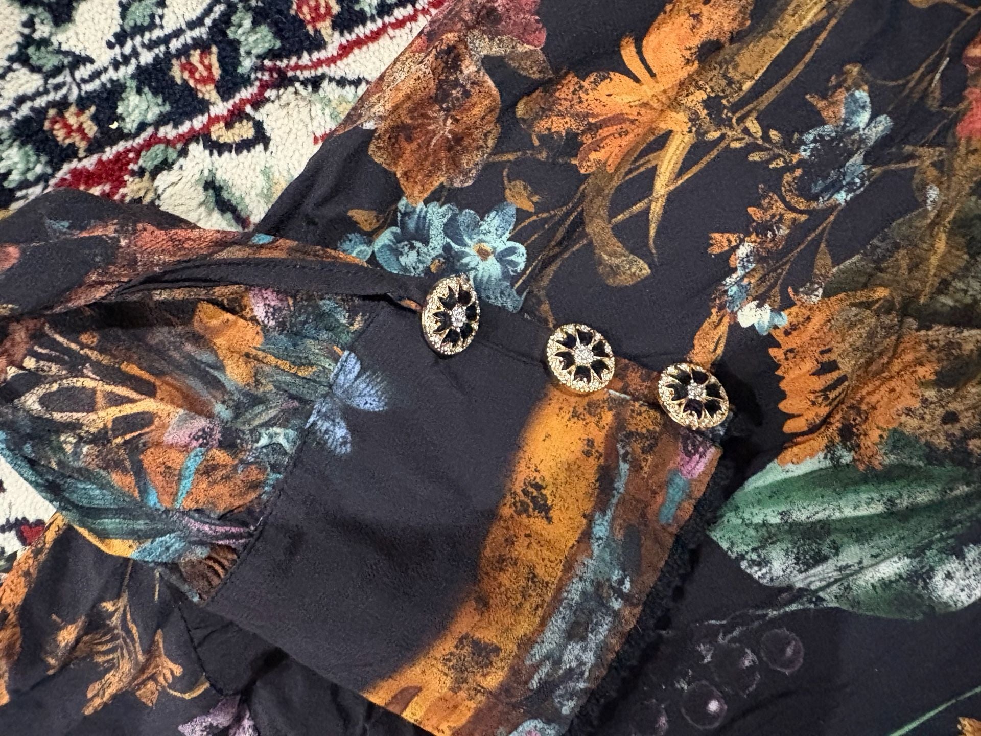 Dream Catcher Dress Size 42 Black Floral Long Sleeve 5