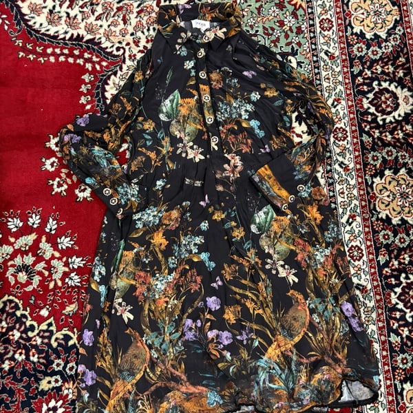 Dream Catcher Dress Size 42 Black Floral Long Sleeve