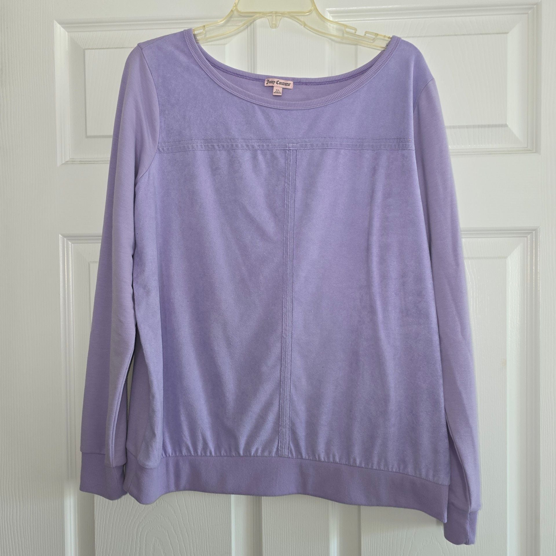 Juicy Couture Pastel Lavender Faux Suede Velour Pullover Top EUC XL 2