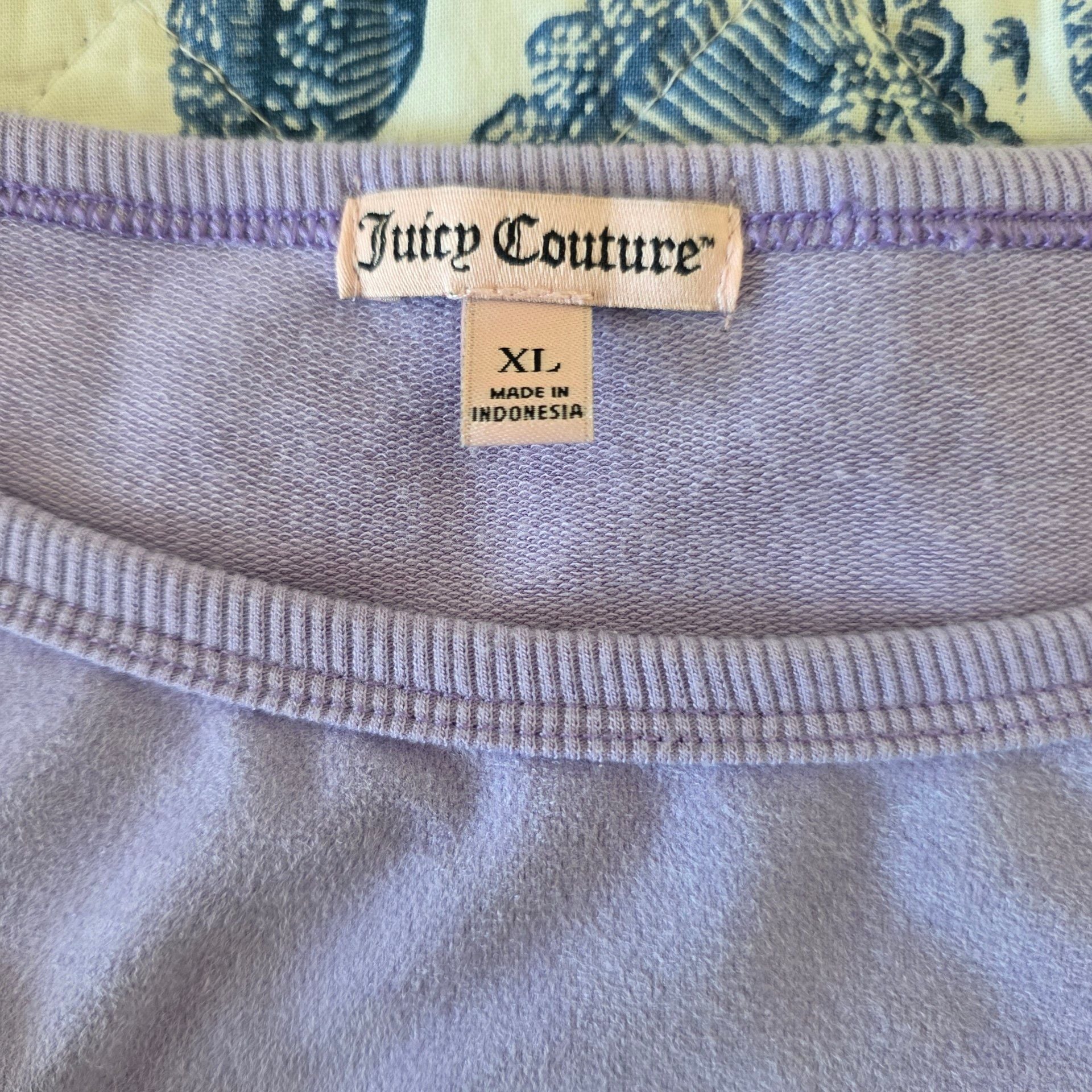Juicy Couture Pastel Lavender Faux Suede Velour Pullover Top EUC XL 4