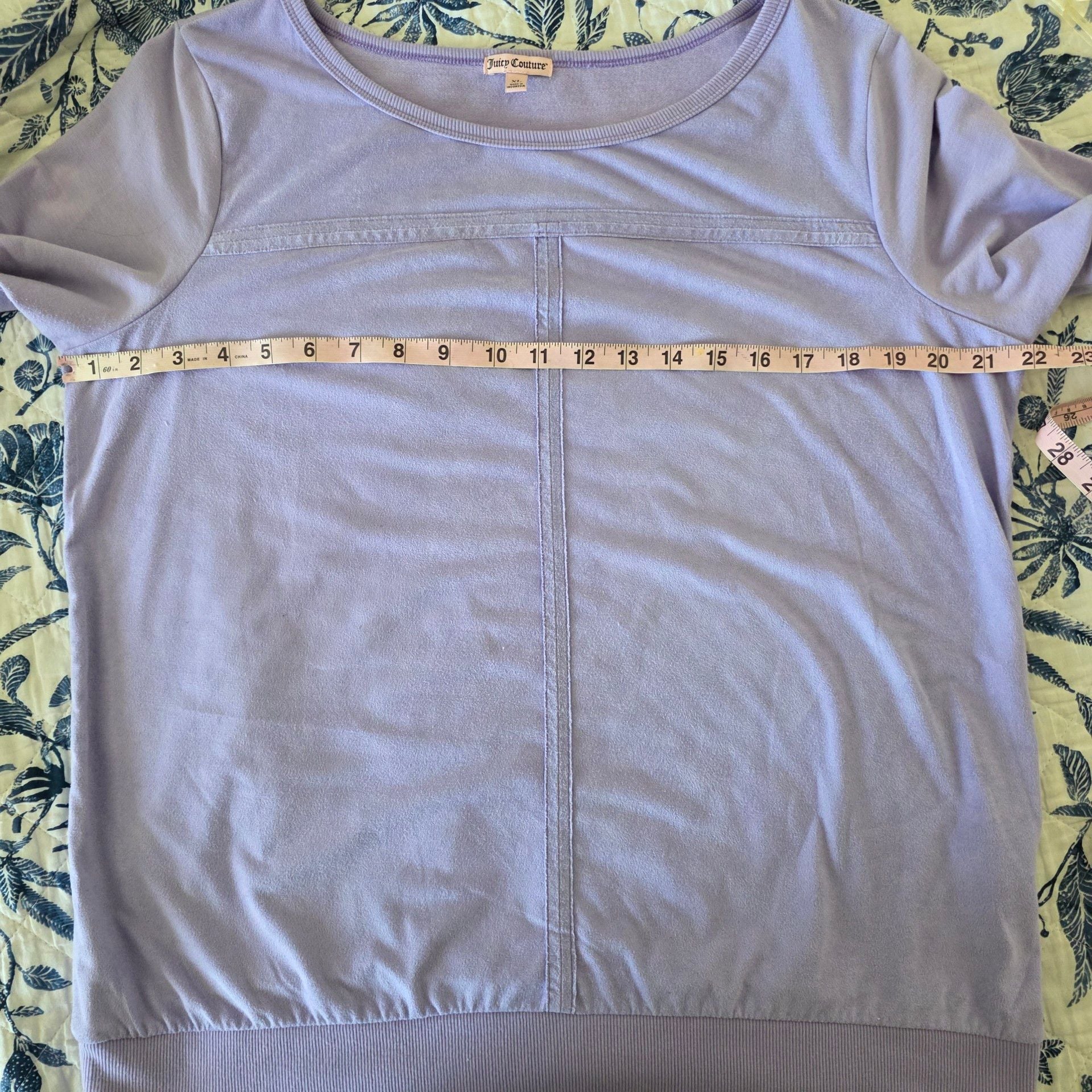 Juicy Couture Pastel Lavender Faux Suede Velour Pullover Top EUC XL 6