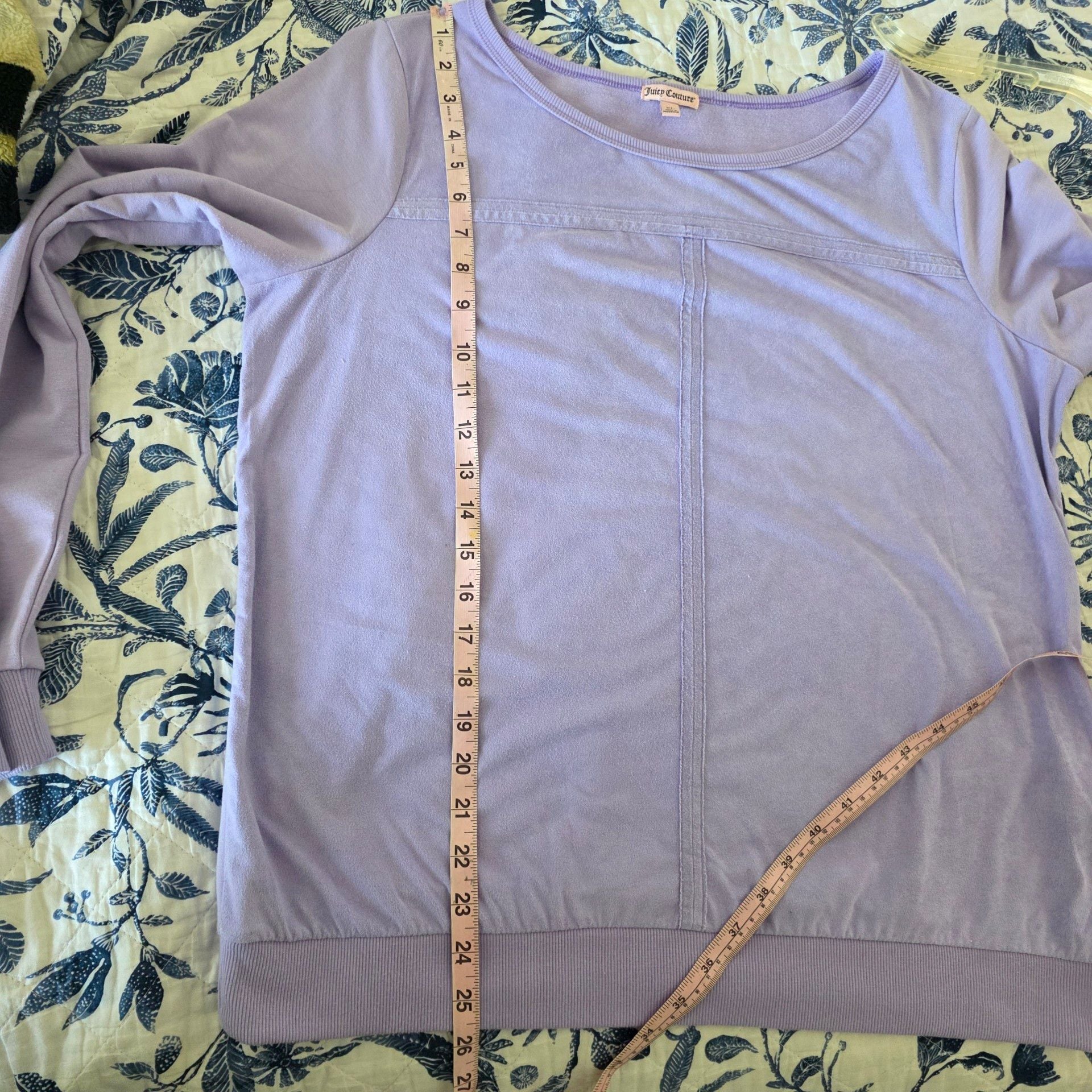 Juicy Couture Pastel Lavender Faux Suede Velour Pullover Top EUC XL 7