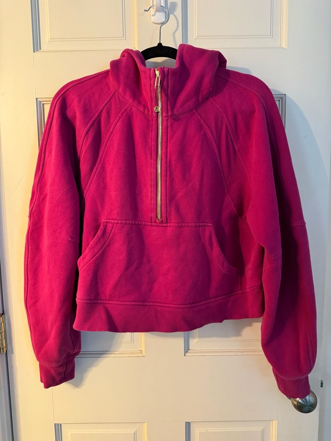 EUC Lululemon Scuba Oversized Funnel Neck Hoodie M/L Pink with Gold 2