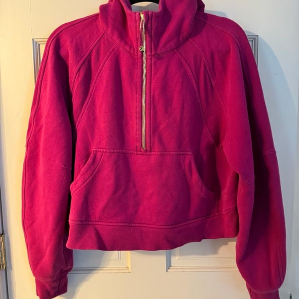 EUC Lululemon Scuba Oversized Funnel Neck Hoodie M/L Pink with Gold