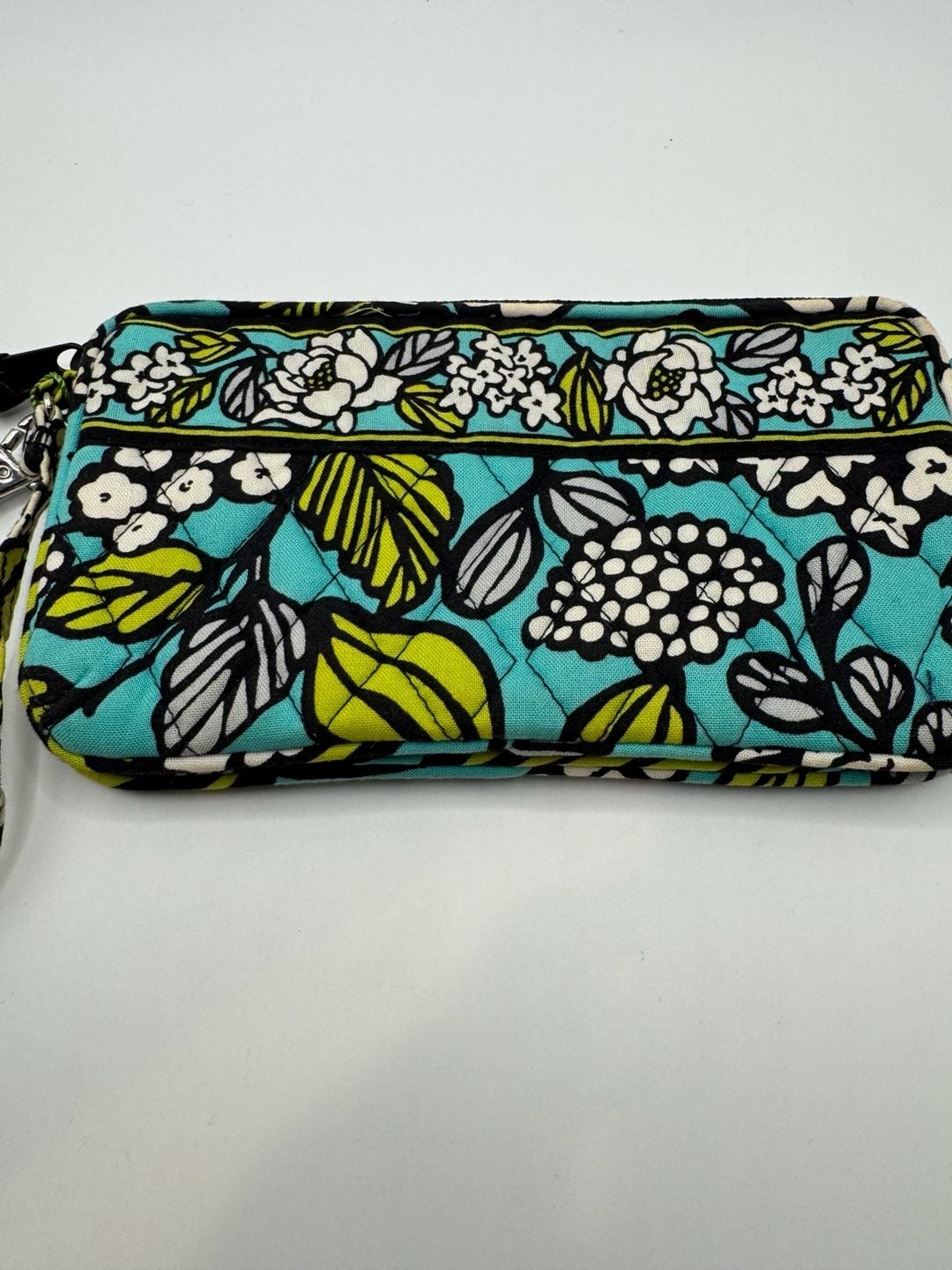 New Vera Bradley Island Blooms Quilted Wristlet Wallet Aqua Blue Green Floral 3