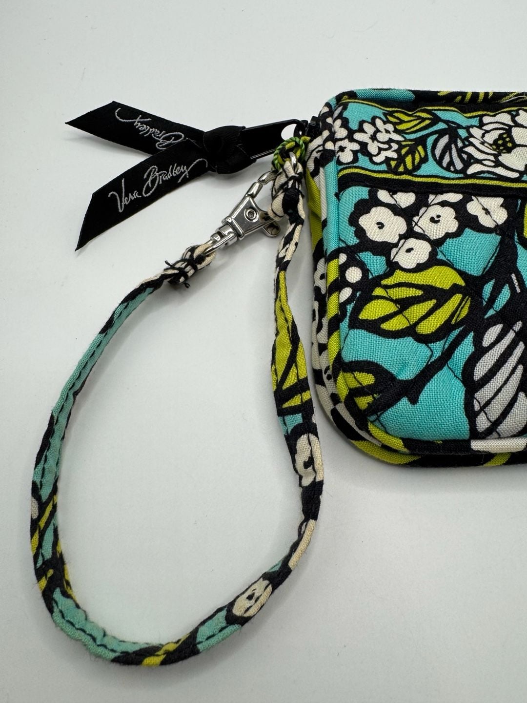 New Vera Bradley Island Blooms Quilted Wristlet Wallet Aqua Blue Green Floral 4