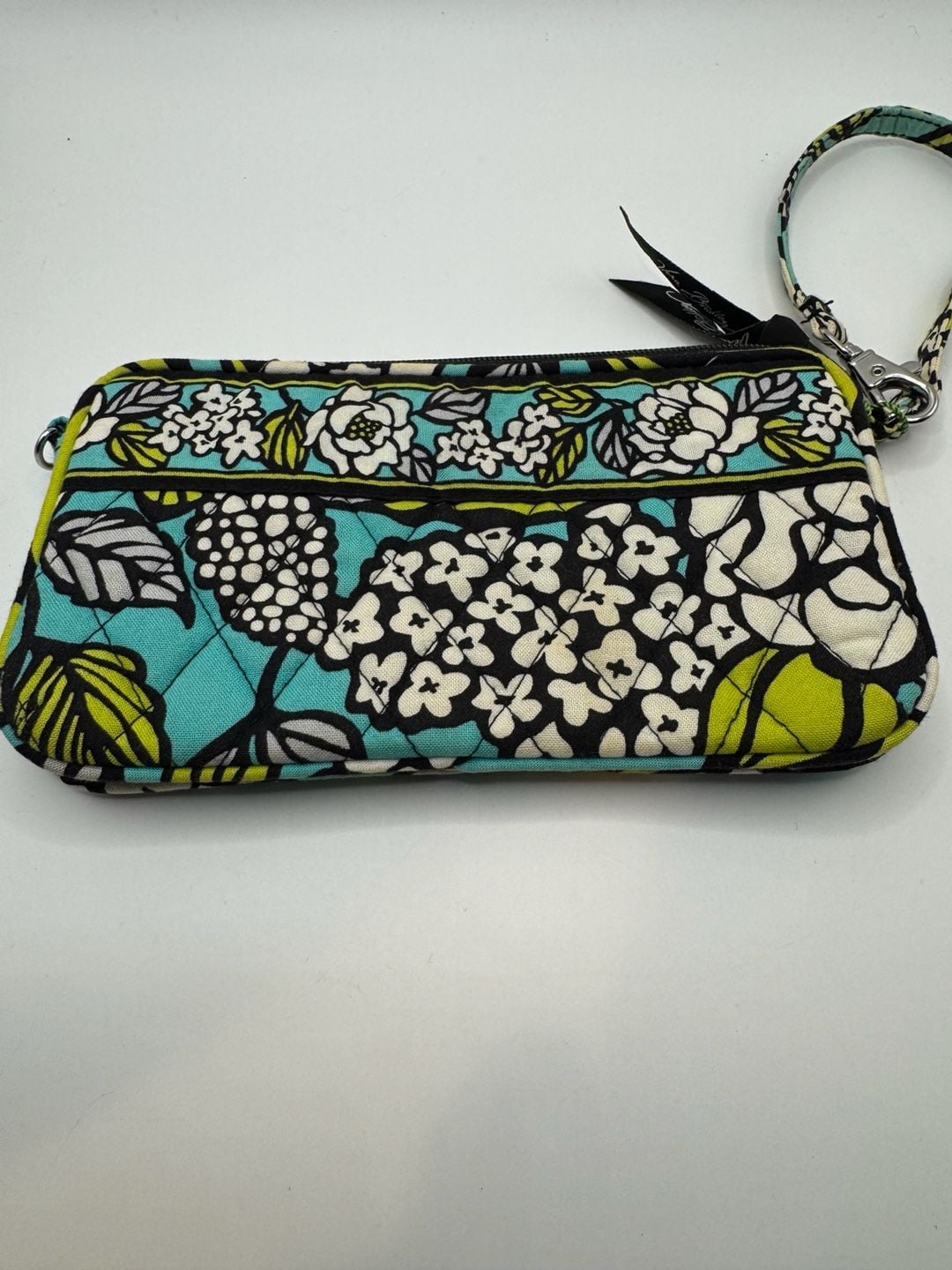 New Vera Bradley Island Blooms Quilted Wristlet Wallet Aqua Blue Green Floral 5