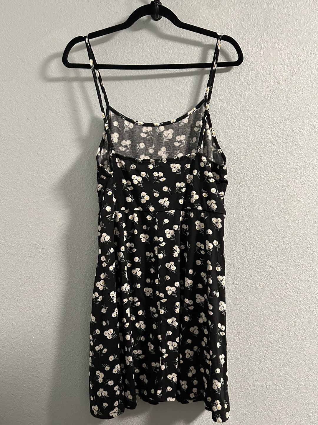SHEIN Curve Daisy Cami Dress Size 1XL Black Floral Spaghetti Strap Mini 4